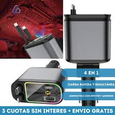 Cargador de auto 4 en 1 con luz estrella