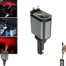 Cargador de auto 4 en 1 con luz estrella