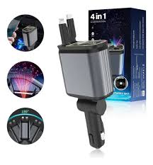 Cargador de auto 4 en 1 con luz estrella
